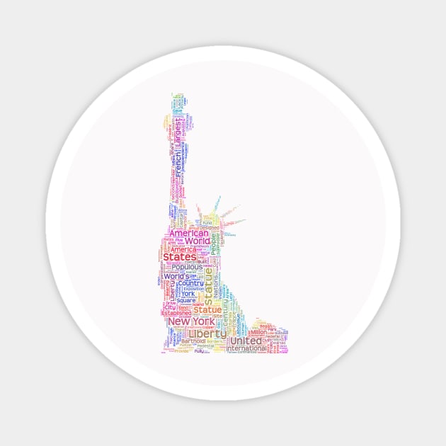 Statue of Liberty Travel Text Word Cloud Magnet by Cubebox